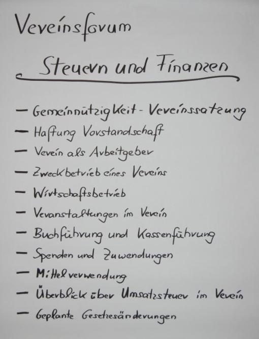 Vereinsforum 2019 Steuern und Finanzen