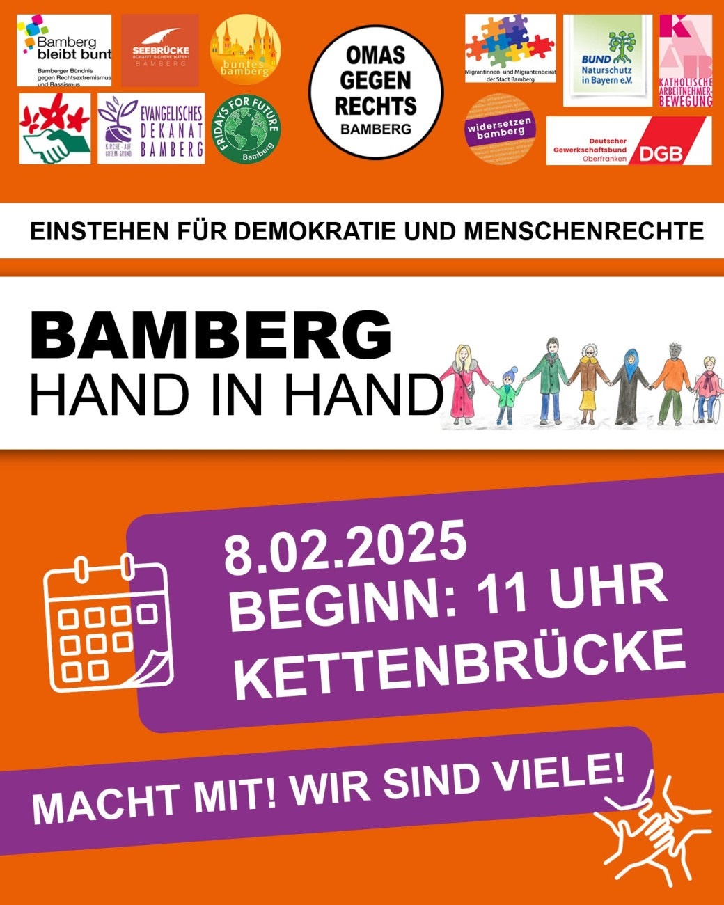 Plakat Menschenkette 08.02.2025